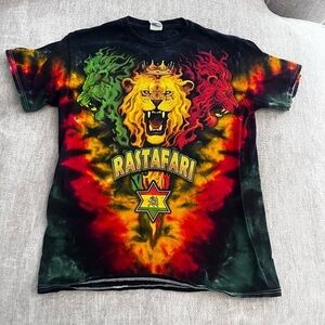 Rastafari Lion Tie Die T Shirt Size Medium Delta Pro Weight